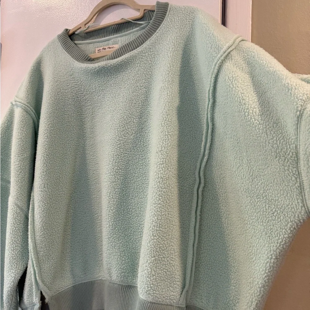 We The Free Camden Fleece Light Green Women's Crew Neck Sweater - Picture 4 of 5